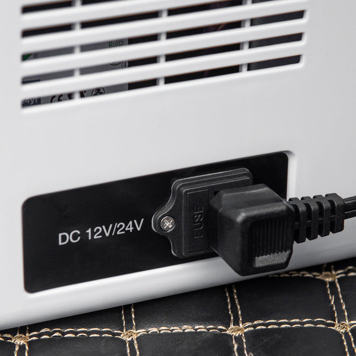25L Portable Car Refrigerator with LED Light - 12V Compressor Cooler with Foldable Handles for Campervan, RV, and Boat - Ideal for Travel Cooling and Freezing Needs