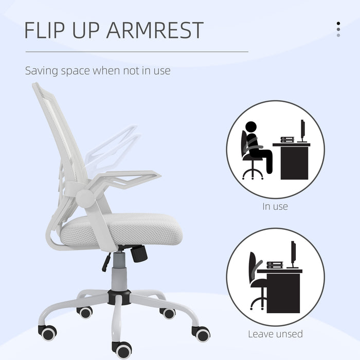 Ergonomic Mesh Office Chair with Flip-up Armrests - Lumbar Support & Swivel Wheels for Comfortable Seating - Ideal for Home Office & Desk Work