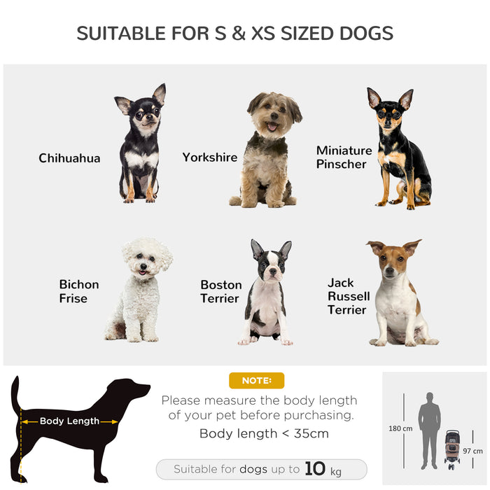 Pet Travel Stroller with Three Wheels - Convenient Dog Pushchair in Coffee Color - Ideal for Pet Transportation and Comfort on the Go