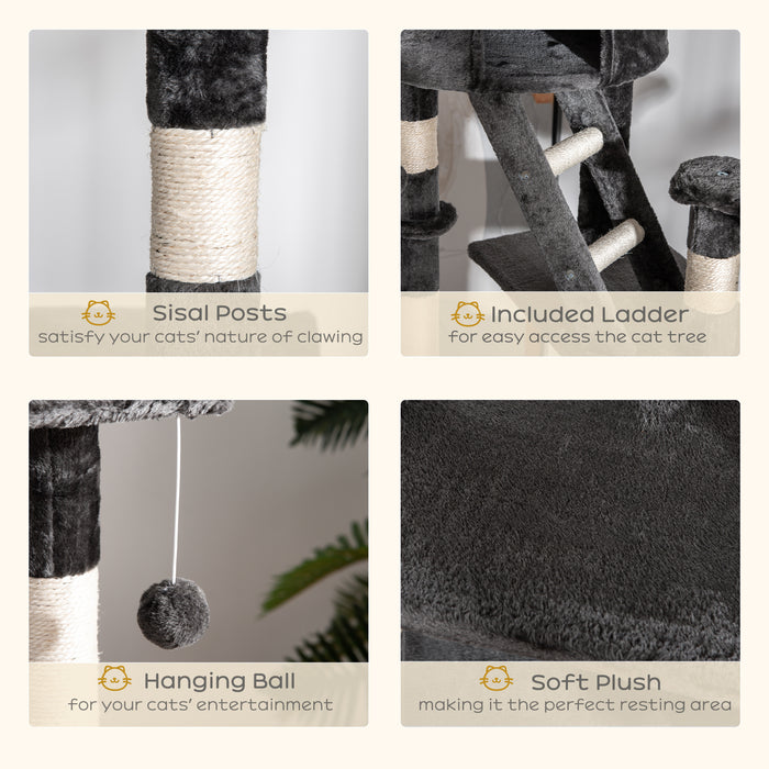Floor-to-Ceiling Adjustable Cat Tower - 240-260cm Tall, Indoor Cat Climbing Furniture in Dark Grey - Space-Saving & Entertainment for Cats