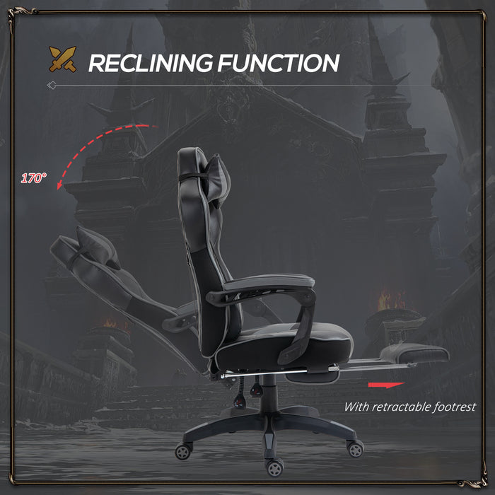 Ergonomic Racing Gaming Chair - Adjustable Height, Recliner, Wheels, Lumbar Support, Retractable Footrest - Ideal for Home Office Comfort and Long Gaming Sessions