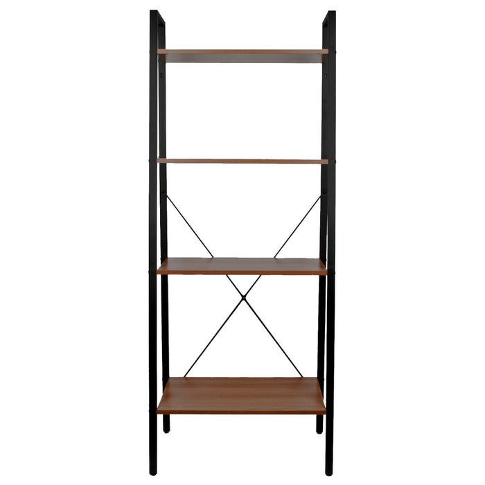 4-Tier Ladder Shelving Unit - Elegant Walnut Finish Bookcase - Ideal for Home or Office Display and Storage