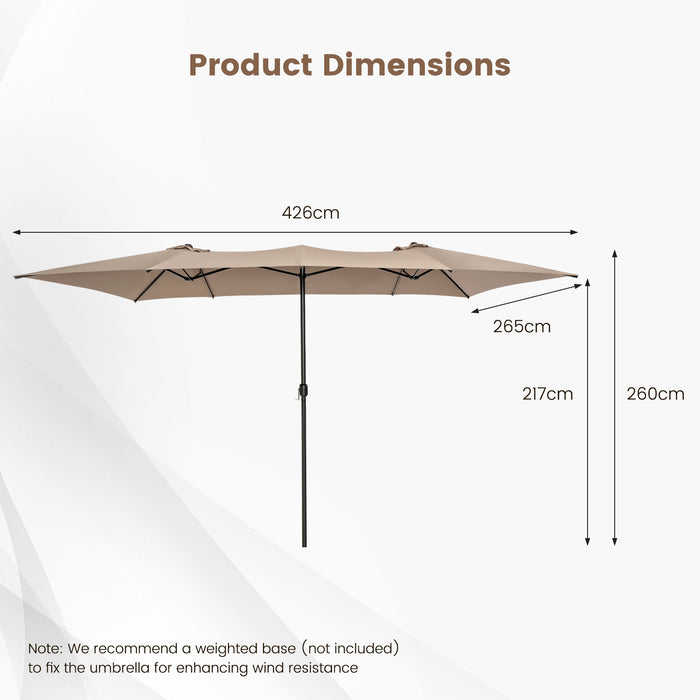 4.3m Double-Sided Patio Umbrella - Beige with Crank Handle Feature - Ideal for Outdoor Relaxation and Shade Solutions
