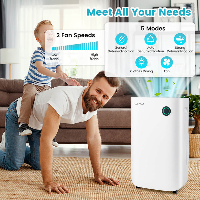 40L/Day Dehumidifier - 5 Modes & 2 Speed Settings - Perfect for Controlling Humidity Levels Indoors