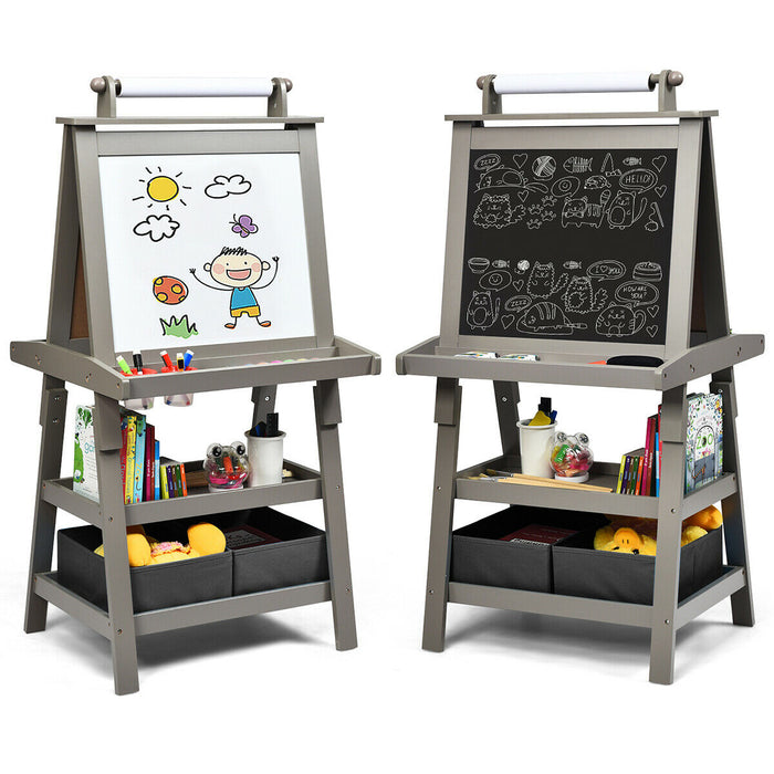 Double-Sided Kids Art Easel - Includes Paper Roll for Continuous Creativity - Perfect for Budding Young Artists
