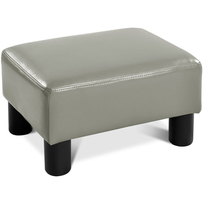 Rectangle PU Leather Footstool - 40cm Small Black Ottoman - Ideal for Extra Seating or Footrest