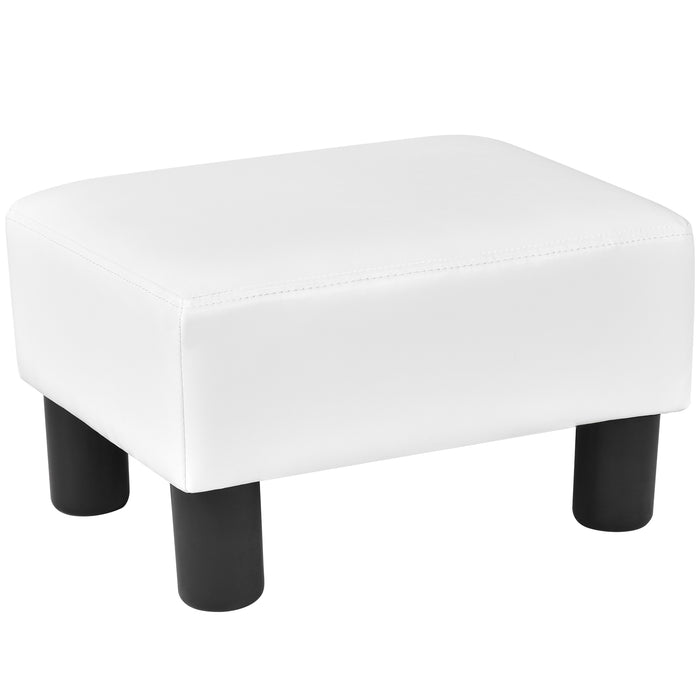Rectangle PU Leather Footstool - 40cm Small Black Ottoman - Ideal for Extra Seating or Footrest