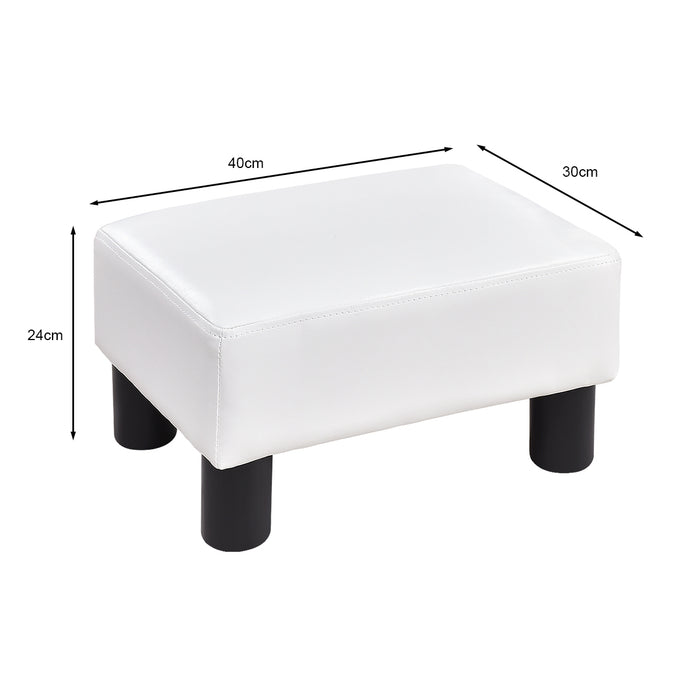 Rectangle PU Leather Footstool - 40cm Small Black Ottoman - Ideal for Extra Seating or Footrest