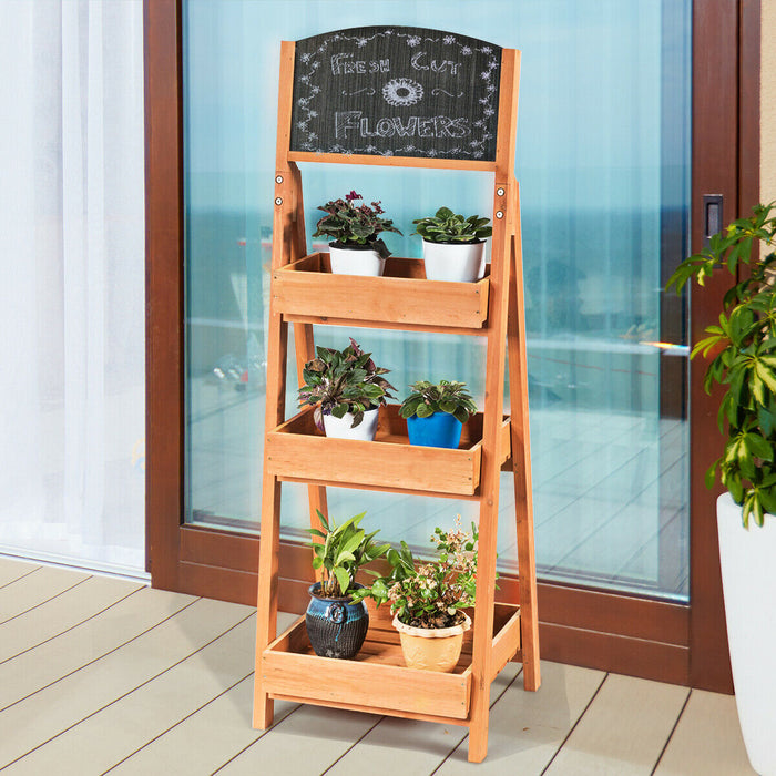 3-Tier Ladder Rack Brand - Compact Display Shelf with Blackboard - Ideal for Retail Stores or Home Organisation