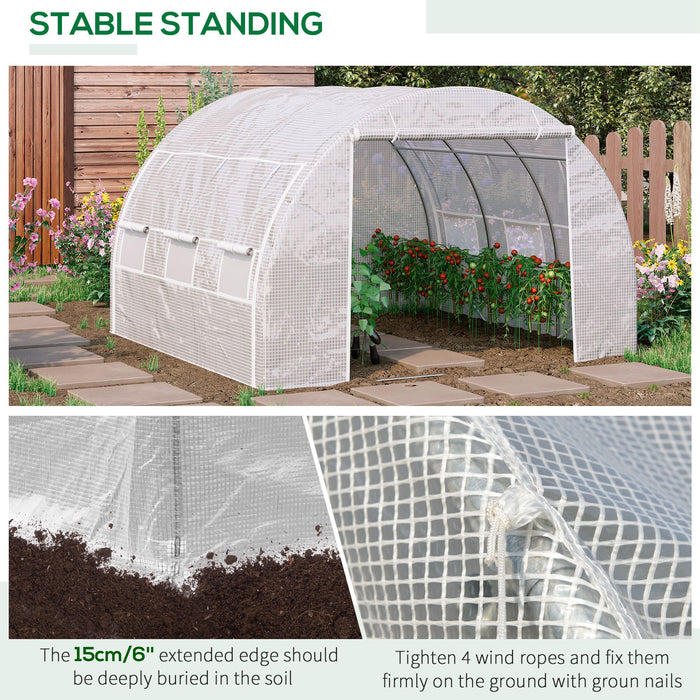 Polytunnel Greenhouse - 3x3x2m Walk-In Tent, Steel Frame, Reinforced Cover, Zippered Door & 6 Ventilation Windows - Ideal for Garden Plant Protection and Growth