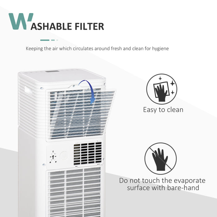 9000 BTU 4-in-1 Portable Air Conditioner Unit - Cooling, Dehumidifying, Ventilating with LED Display & Remote Control - Includes 24Hr Timer and Auto Shut-Down Feature for Home Comfort