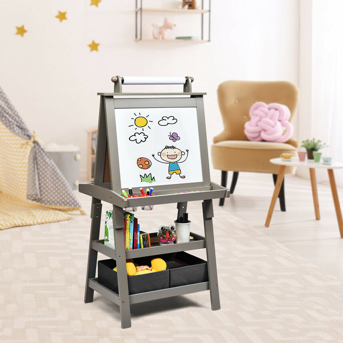 Double-Sided Kids Art Easel - Includes Paper Roll for Continuous Creativity - Perfect for Budding Young Artists