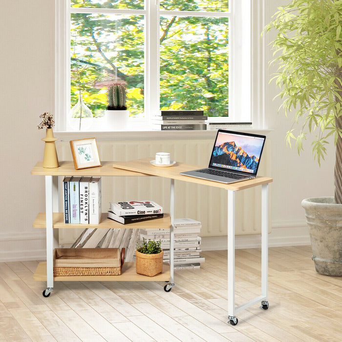 360° Rotating L-Shape Desk - Functionally Designed Corner Computer PC Table - Ideal for Space Saving in Office and Home Environments