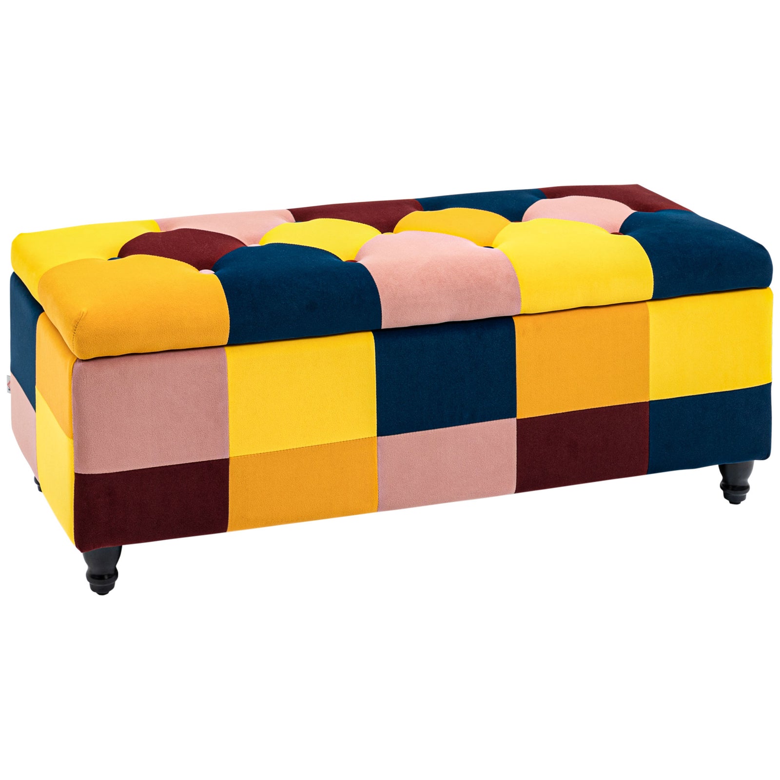 Velvet Storage Ottoman - 114cm Elegant Button-Tufted Footstool Box with Lid - Versatile Toy Chest for Living Room and Bedroom Decor