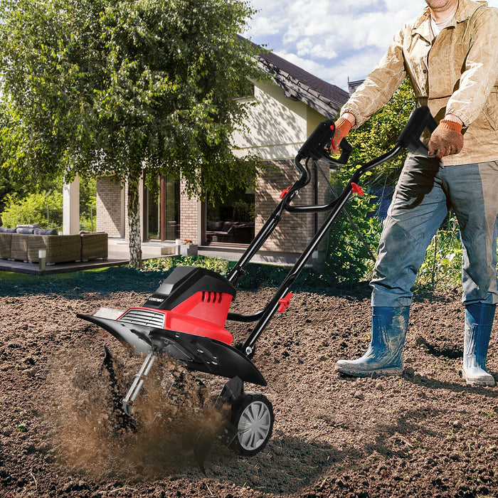 1500W Corded Electric Tiller - Garden Soil Preparator with 6 Blades - Perfect for Home Gardening Needs