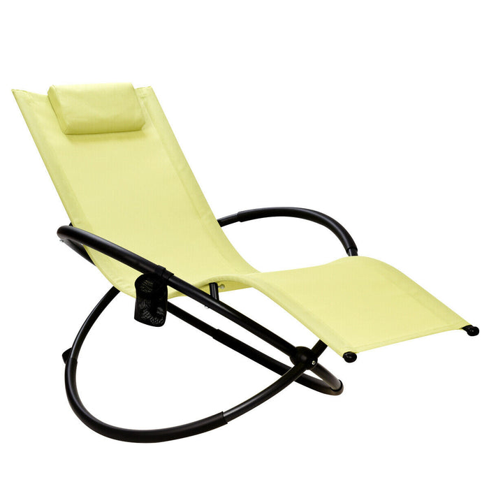 Zero Gravity-Green Sun Lounger - Foldable Rocking Chair Design - Ideal for Relaxing Outdoors or Poolside