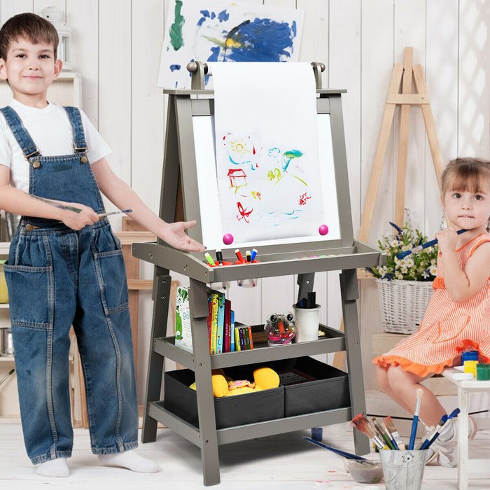 Double-Sided Kids Art Easel - Includes Paper Roll for Continuous Creativity - Perfect for Budding Young Artists