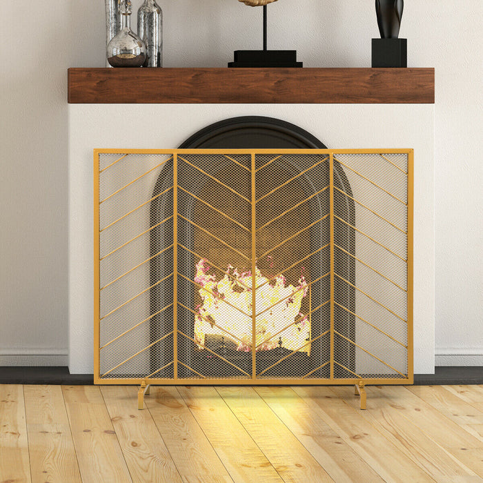 Gold Freestanding Fireguard - Fire Screen for Home Safety - Ideal for Families with Kids and Pets