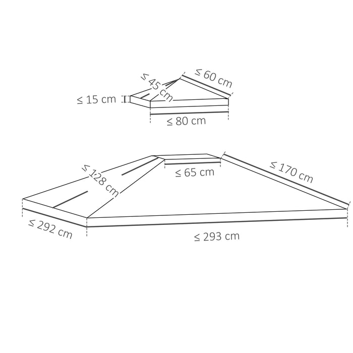 Double Tier 3x3m Gazebo Replacement Canopy - Durable Roof Top for Garden, Patio, Outdoor Use, Beige Color - Ideal for Shelter and Shade (Top Only)
