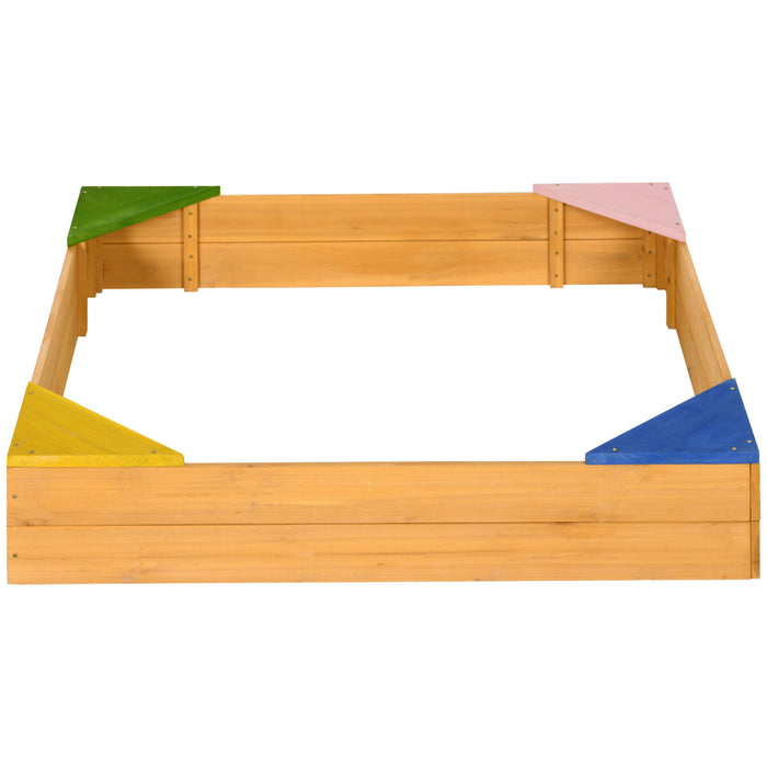 Kids Wooden Play Sandbox with Built-In Seating - Durable Non-Woven Fabric Bottom - Ideal for Garden and Playground Fun