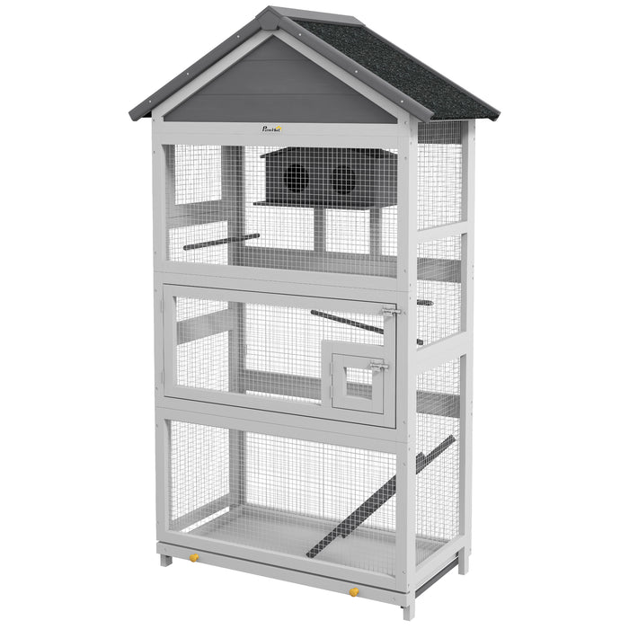 Wooden Aviary with Stand - Grey Finch & Parakeet Habitat - Ideal for Small Birds