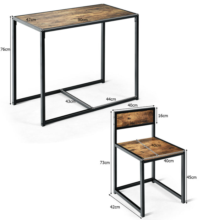 Compact Table and Chair Set - Coffee-Finished Minimalist Furniture Set - Ideal for Compact Living Spaces or Small Apartments