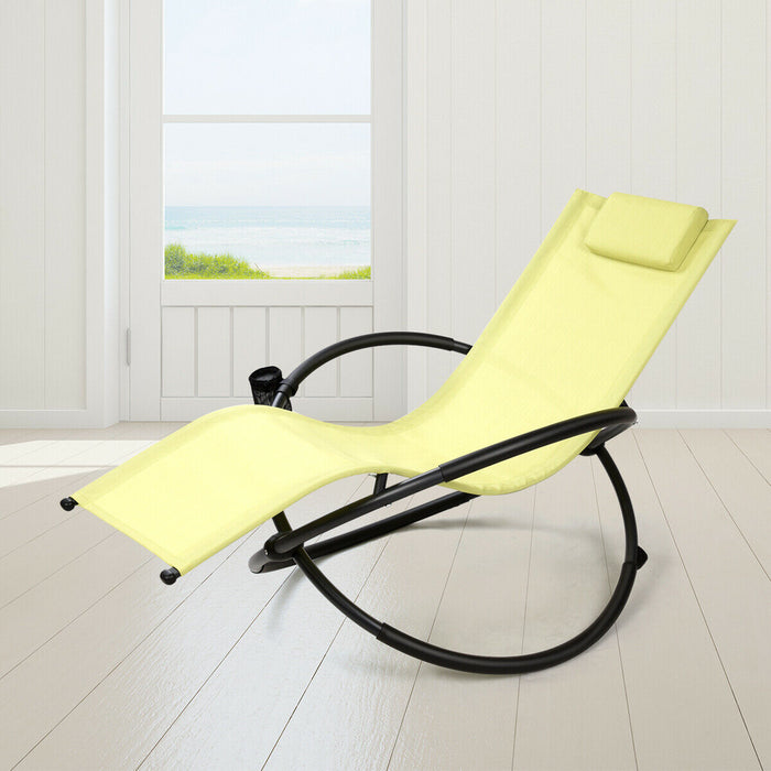 Zero Gravity-Green Sun Lounger - Foldable Rocking Chair Design - Ideal for Relaxing Outdoors or Poolside