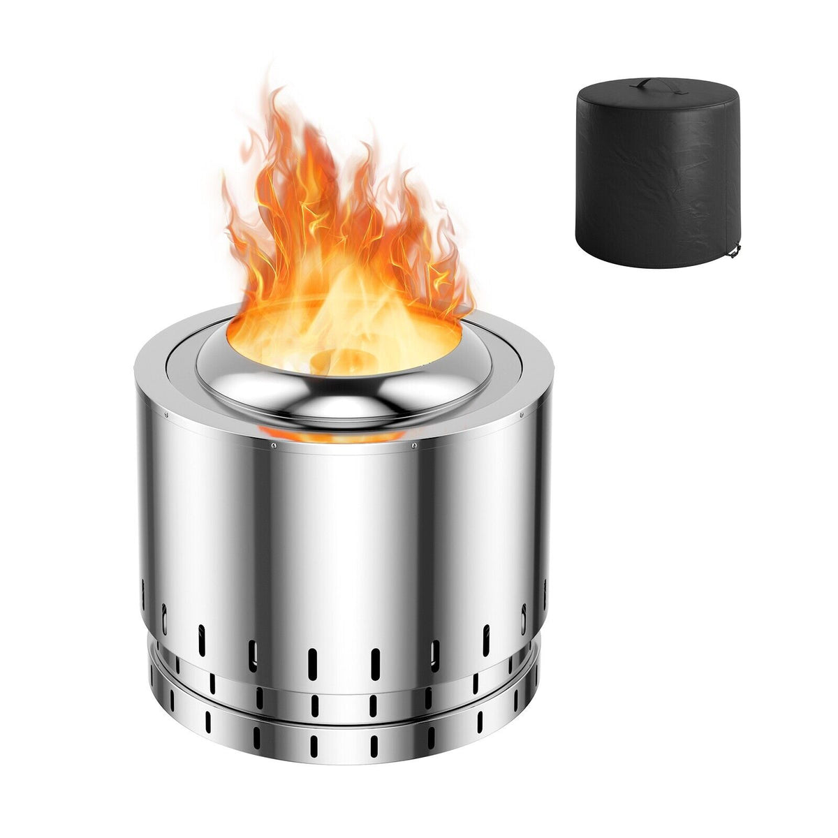 Stainless Steel Smokeless Fire Pit - Oxygen-Enriched Fire Technology, Silver Finish - Ideal for Outdoor Entertainment and Campfires
