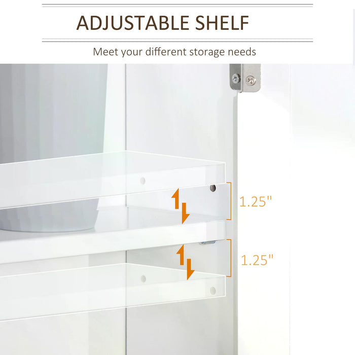 Wall-Mounted Bathroom Mirror Cabinet with Double Doors - Adjustable Shelf Storage Cupboard - Space-Saving Organizer for Restroom Essentials