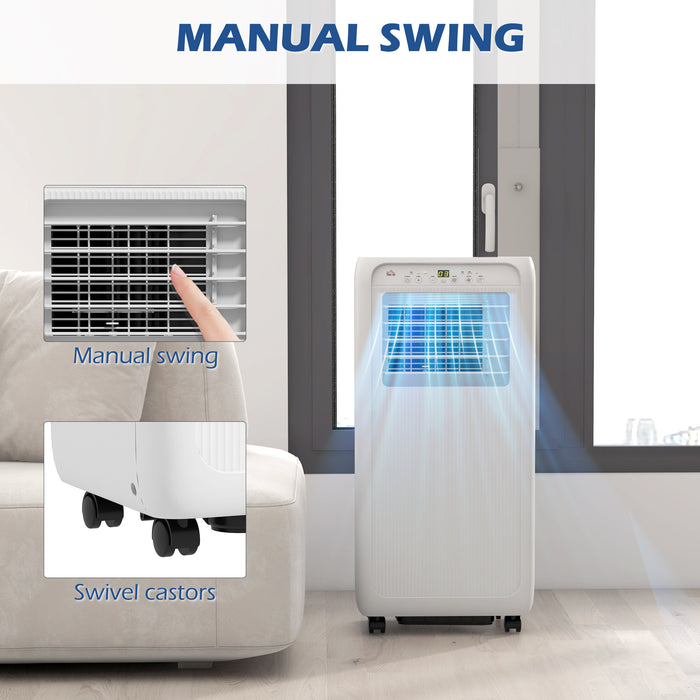 7000 BTU Portable Air Conditioner - Cools Rooms up to 15m², Dehumidifier Function, 24-Hour Timer, Easy Mobility with Wheels - Ideal for Small Rooms and Offices