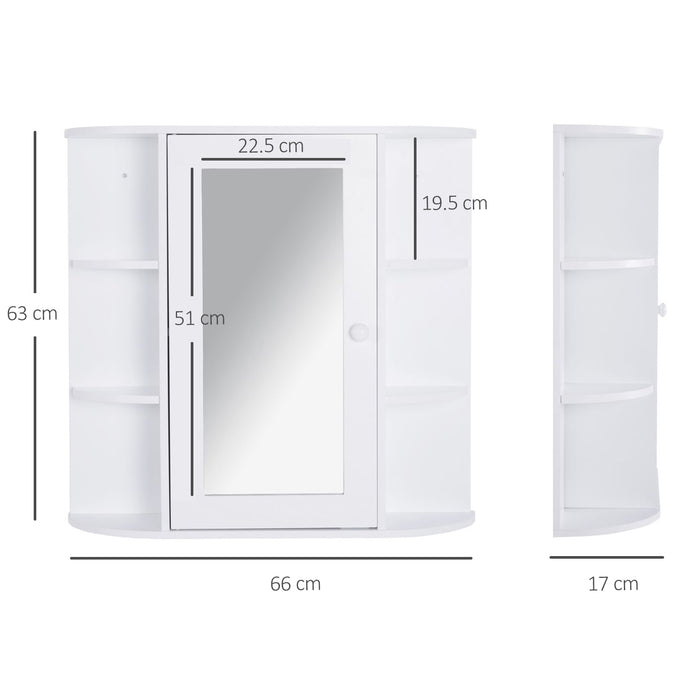 Wall-Mounted Bathroom Mirror Cabinet - Single Door Organizer with 2-Tier Shelves - Space-Saving White Storage Solution for Toiletries and Essentials