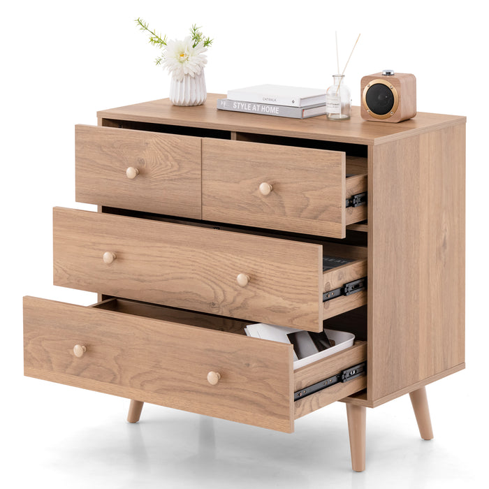 Modern 4-Drawer Dresser Cabinet with Handles - Stylish Storage Chest Furniture - Ideal for Organizing Home Essentials