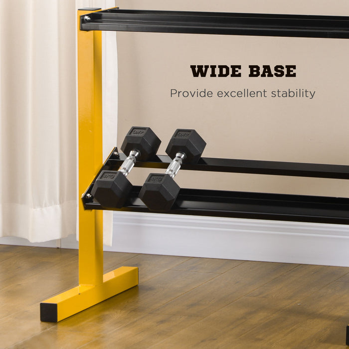 2-Tier Dumbbell Rack Stand - Sturdy Weight Storage Organizer for Home Fitness - Space-Saving Strength Training Equipment Holder