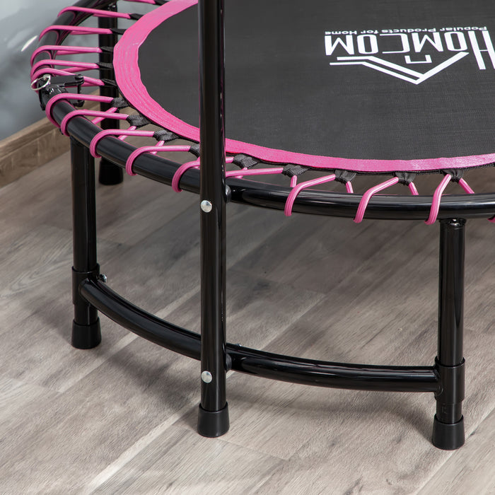 45" Round Mini Trampoline Rebounder with Adjustable Handle - Indoor/Outdoor Jumping Fitness Equipment in Pink - Ideal for Kids and Adult Exercise