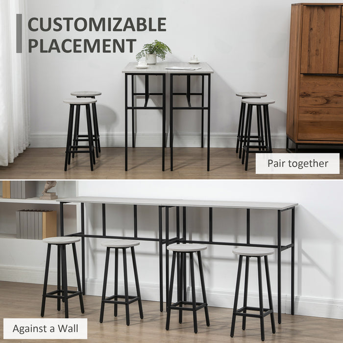 6-Piece Bar Table Set with Stools - Dual Breakfast/Counter Height Dining Tables for Kitchen or Living Room - Perfect for Small Spaces & Entertaining Guests