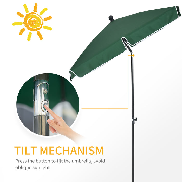Rectangular Aluminium Patio Sun Umbrella - 2M x 1.25M with Tilt Feature, Green - Ideal for Garden Shade and UV Protection