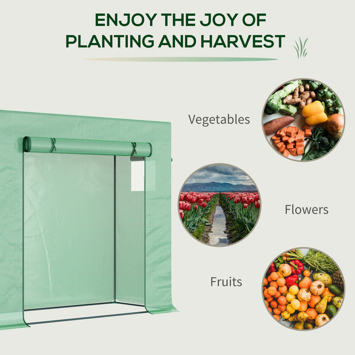 GardenPro Greenhouse - PE Cover with Roll-Up Windows and Zippered Door for Climate Control - Ideal for Fruits, Veggies, and Plant Protection (198x77x149-168cm)