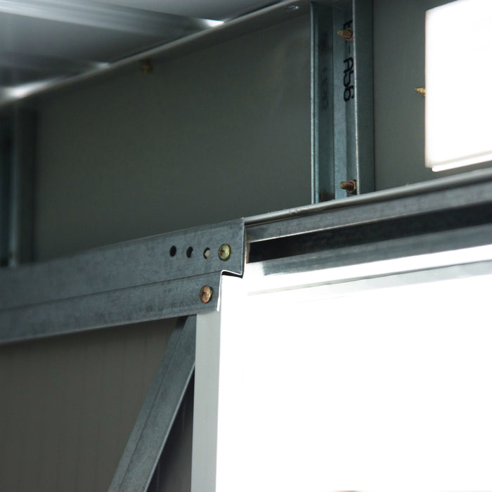 Outdoor Metal Storage Shed - 9ft x 4.25ft Corrugated Garden Equipment Tool Box with Foundation, Ventilation, & Doors - Secure Deep Green Organizer for Garden Tools & Supplies