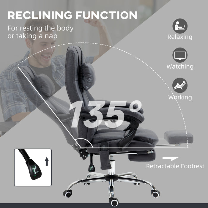 High Back Vibrating Massage Chair with Headrest - Ergonomic Reclining Computer Chair with Footrest and Swivel Wheels - Comfort for Home Office Use with Remote Control
