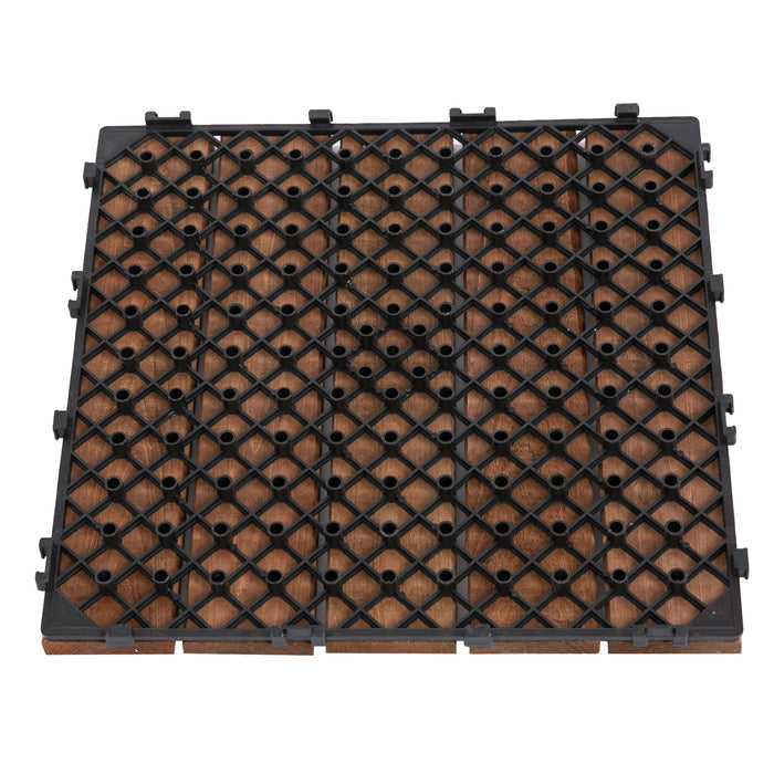 27-Piece Interlocking Solid Wood Deck Tiles - DIY Easy Install Floor Solution for Indoor & Outdoor Spaces - Enhances Patio, Balcony, and Backyard Aesthetics