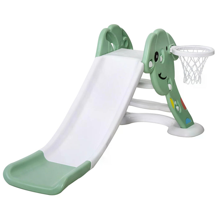 Toddler Climber and Slide Combo with Basketball Hoop - Freestanding Playground Set for Kids, 2-6 Years - Indoor & Outdoor Fun, Easy Assembly, Green