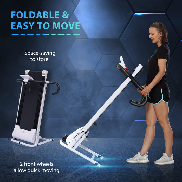 Steel Folding Electric Treadmill with LCD Display - Compact Motorized Running Machine for Home Use - Space-Saving Design for Fitness Enthusiasts