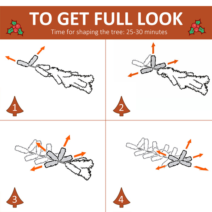 6ft Artificial Snow-Dipped Pencil Christmas Tree - Xmas Holiday Decor with Red Berries & White Pinecones, Foldable Base - Ideal for Home & Party Festivities