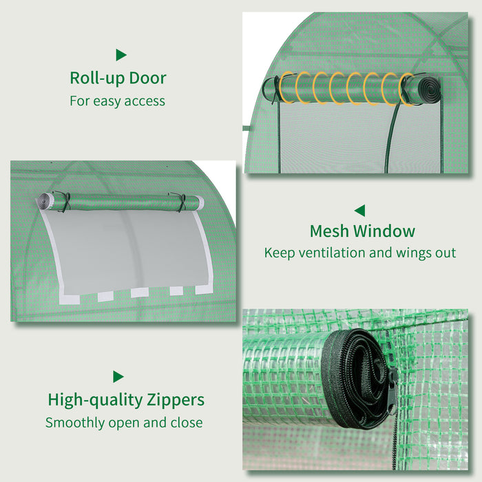 Walk-In Polytunnel Greenhouse - Sturdy Garden Greenhouse with Roll-Up Window, Door, 1.8x1.8x2m - Ideal for Plant Protection & Year-Round Gardening