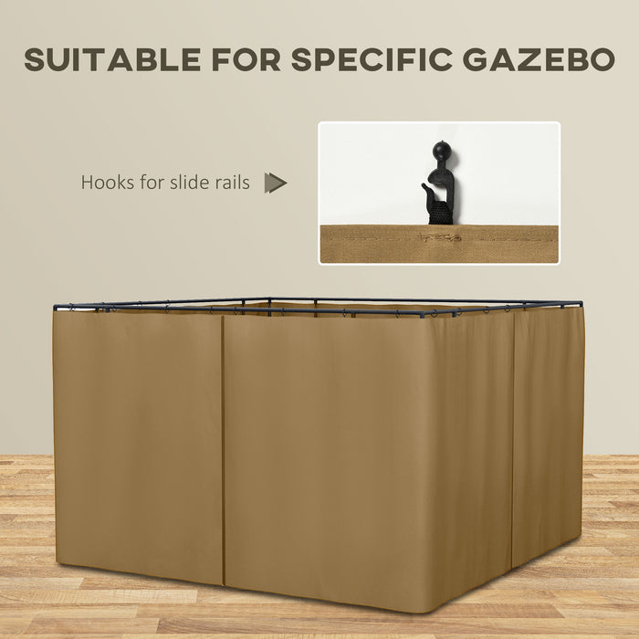 Gazebo Upgrade - 4-Panel Zippered Curtain Sidewalls for 3x3m Gazebos - Ideal for Outdoor Privacy and Protection