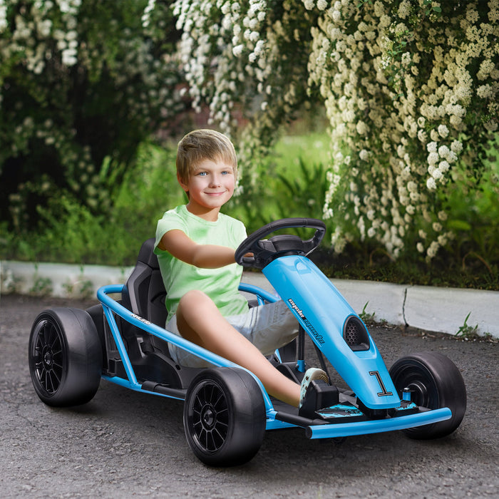 Electric Go Kart for Kids - 24V Drift Ride-On Racer with Dual Speed Settings, Blue - Perfect for Boys & Girls Aged 8-12 Years Old