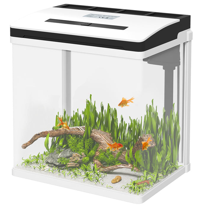 13L Glass Aquarium Fish Tank - Complete Set with Filter & LED Lighting for Aquatic Pets - Perfect for Betta, Guppy, Mini Parrot Fish & Shrimp, Dimensions: 29x20x30.5cm