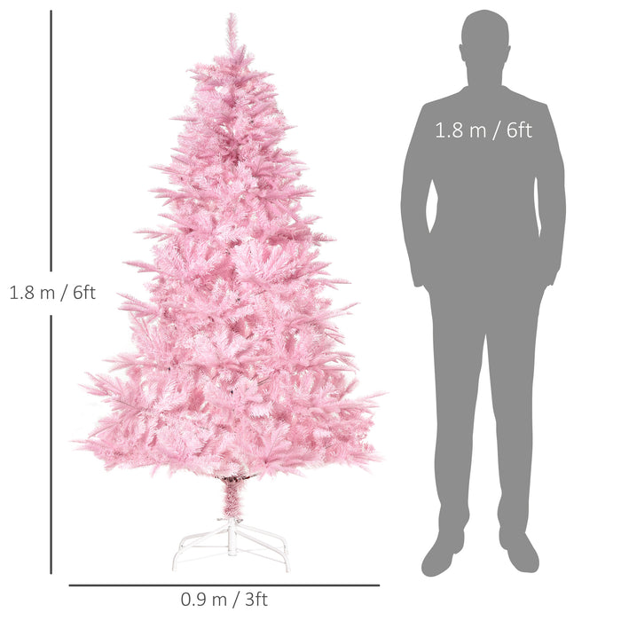 6FT Pop-up Christmas Tree - Artificial Holiday Decoration with Auto-Open Feature - Ideal for Home and Party Decor in Pink