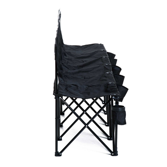 6-Seater Foldable Sports Bench - Outdoor Picnic & Camping Chair with Cup Holder, Steel Frame - Portable Group Seating for Spectators