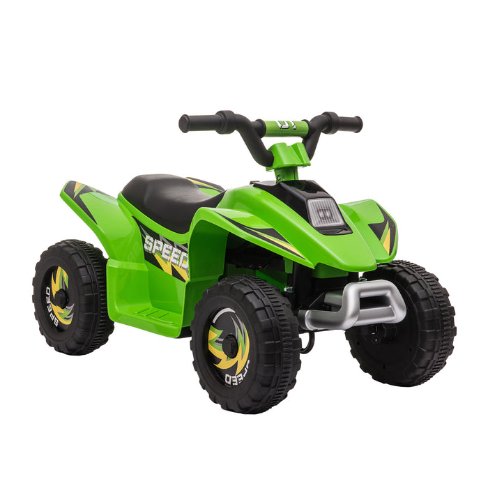 6V Ride-On Kids ATV Electric Toy Quad - Four-Wheel Drive with Forward and Reverse Functions - Ideal for Toddlers 18-36 Months, Vibrant Green Color